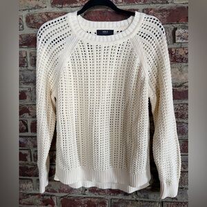 ABLE Cream Open Knit Sweater Size M Chunky Crochet Pullover Boho Neutral